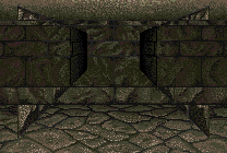 bcdfz — levels 6–11 (bone / cream) — open corridor, side walls receding to a far wall (map bcdfg @ 43,4 facing E)